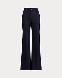 Pinstripe Wool-Blend Twill Wide-Leg Pant