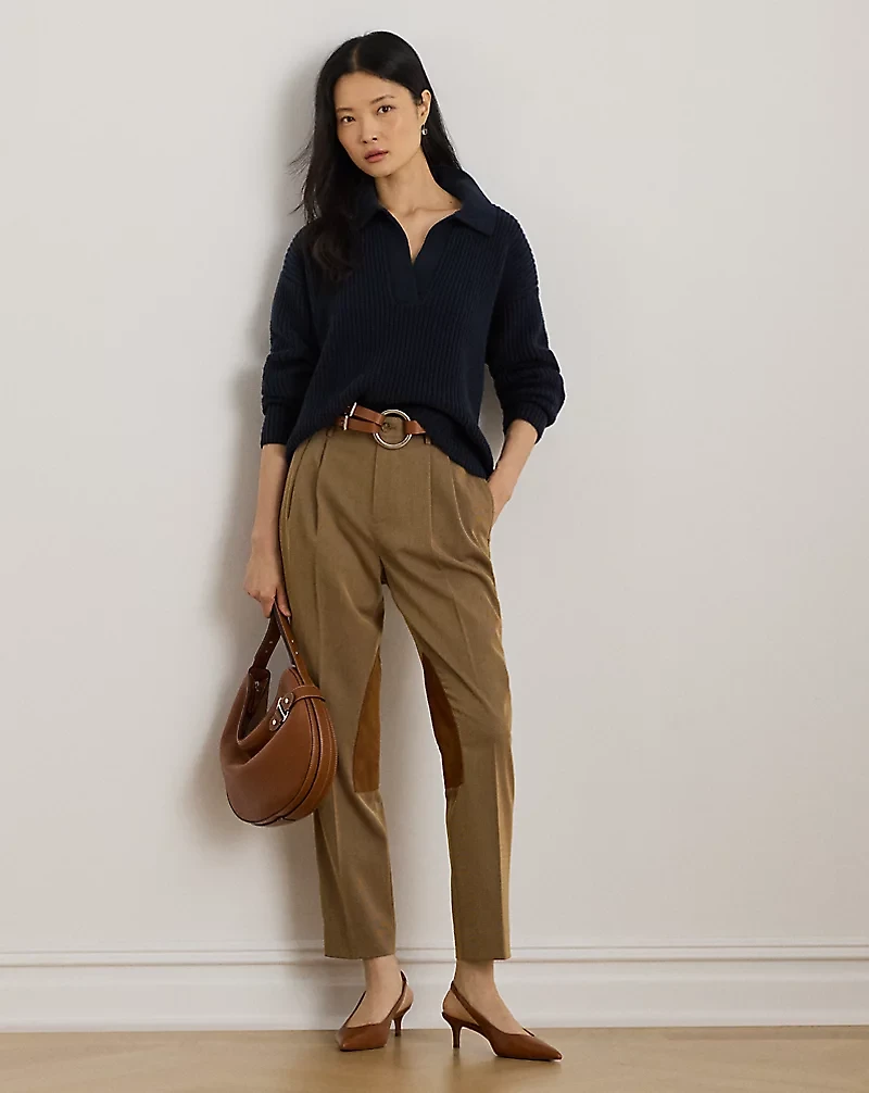 Suede-Trim Bi-Stretch Jodhpur Pant