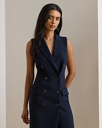 Double-Breasted Crepe Sleeveless Dress