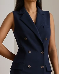 Double-Breasted Crepe Sleeveless Dress