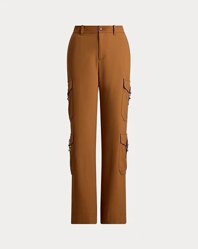 Wool-Blend Serge Wide-Leg Cargo Pant