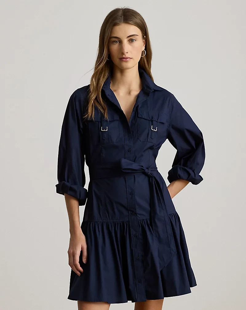 Buckle-Trim Cotton-Blend Dress