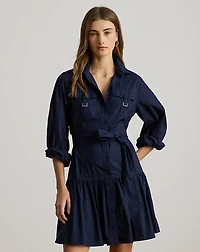 Buckle-Trim Cotton-Blend Dress