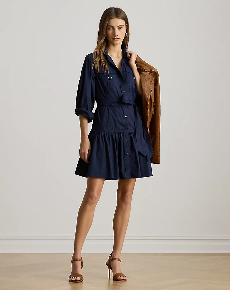Buckle-Trim Cotton-Blend Dress