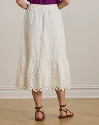 Eyelet Cotton Broadcloth Midi Skirt