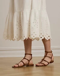 Eyelet Cotton Broadcloth Midi Skirt
