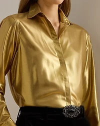 Classic Fit Metallic Chiffon Shirt