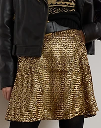 Sequined Mesh A-line Miniskirt