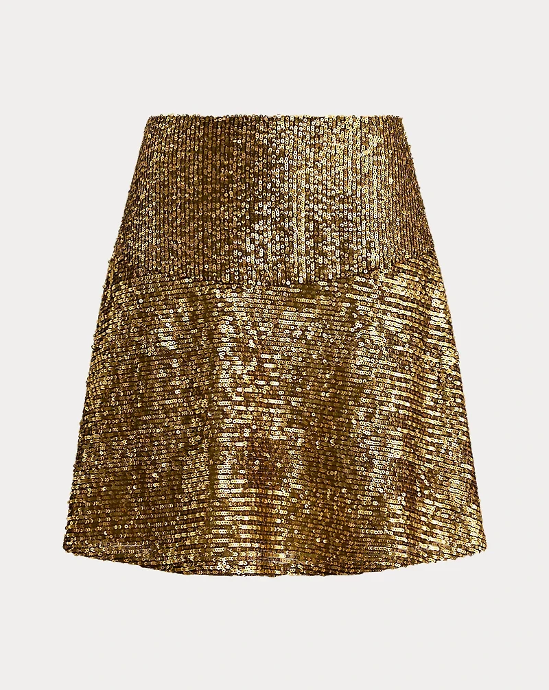 Sequined Mesh A-line Miniskirt