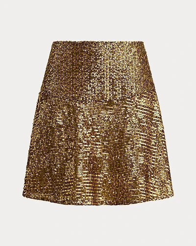 Sequined Mesh A-line Miniskirt