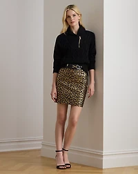 Metallic Ocelot Pencil Miniskirt