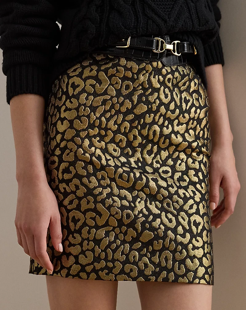 Metallic Ocelot Pencil Miniskirt