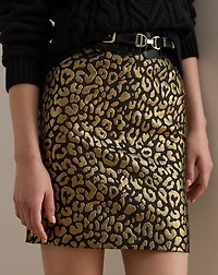 Metallic Ocelot Pencil Miniskirt