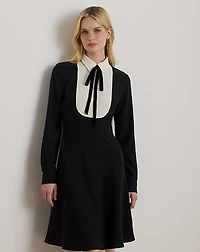 Two-Tone Georgette Tie-Neck Dress