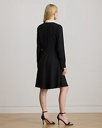 Two-Tone Georgette Tie-Neck Dress