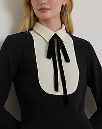 Two-Tone Georgette Tie-Neck Dress