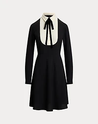 Two-Tone Georgette Tie-Neck Dress