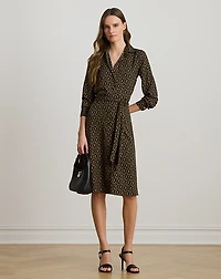 Chain-Print Crepe Shirtdress