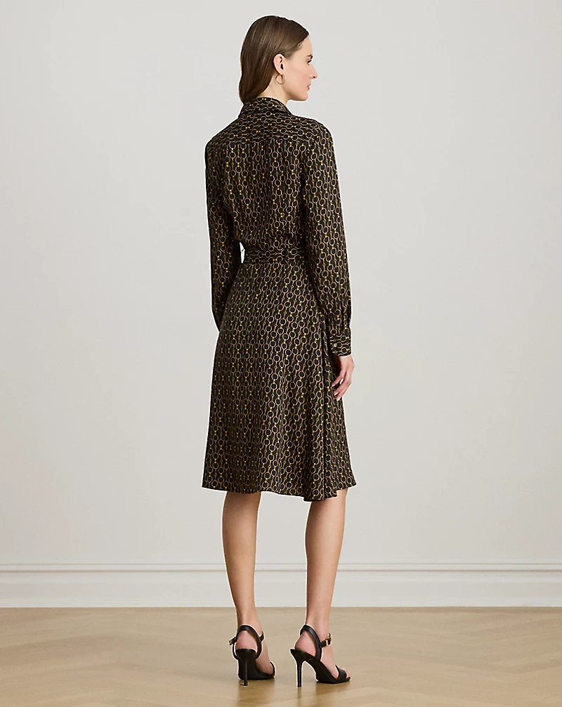Chain-Print Crepe Shirtdress
