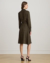 Chain-Print Crepe Shirtdress