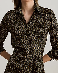 Chain-Print Crepe Shirtdress