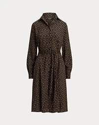 Chain-Print Crepe Shirtdress