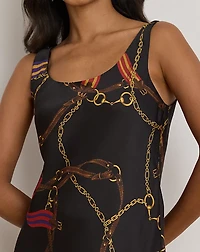 Print Satin Sleeveless Cocktail Dress