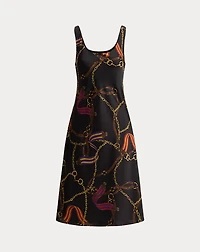 Print Satin Sleeveless Cocktail Dress
