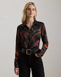 Classic Fit Belting-Print Satin Shirt