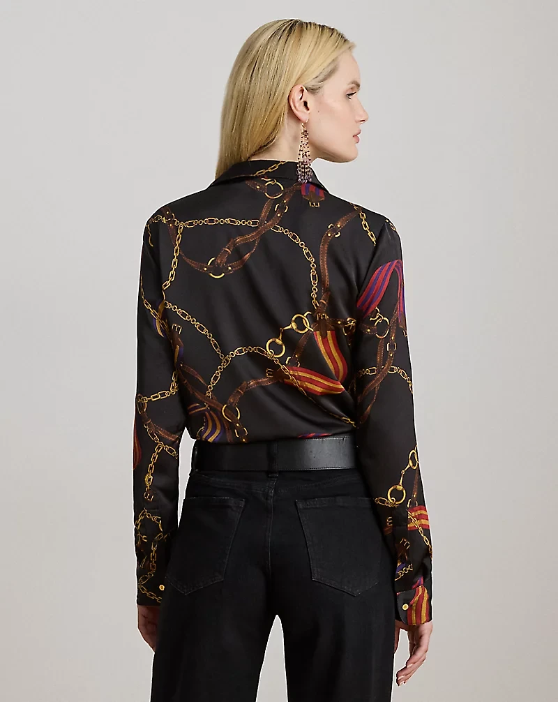 Classic Fit Belting-Print Satin Shirt