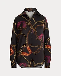 Classic Fit Belting-Print Satin Shirt
