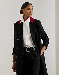 Two-Tone Double-Breasted Tricotine Coat