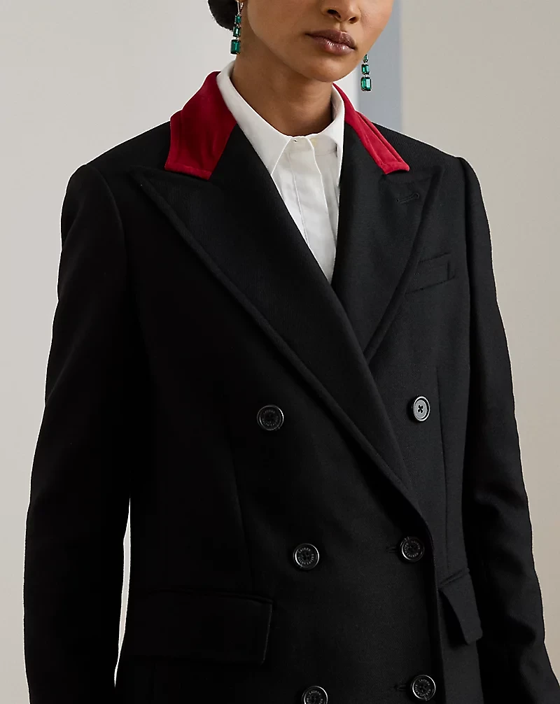 Two-Tone Double-Breasted Tricotine Coat