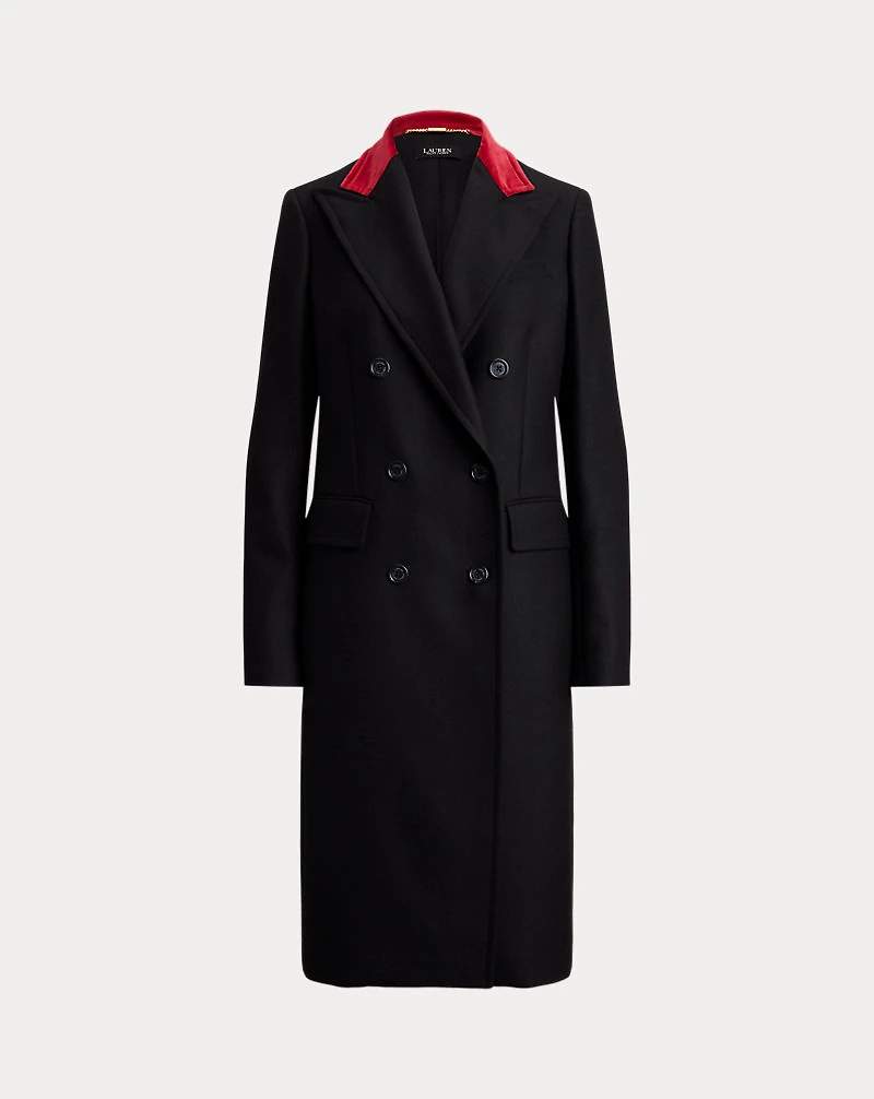 Two-Tone Double-Breasted Tricotine Coat