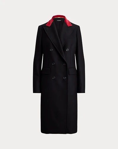 Two-Tone Double-Breasted Tricotine Coat