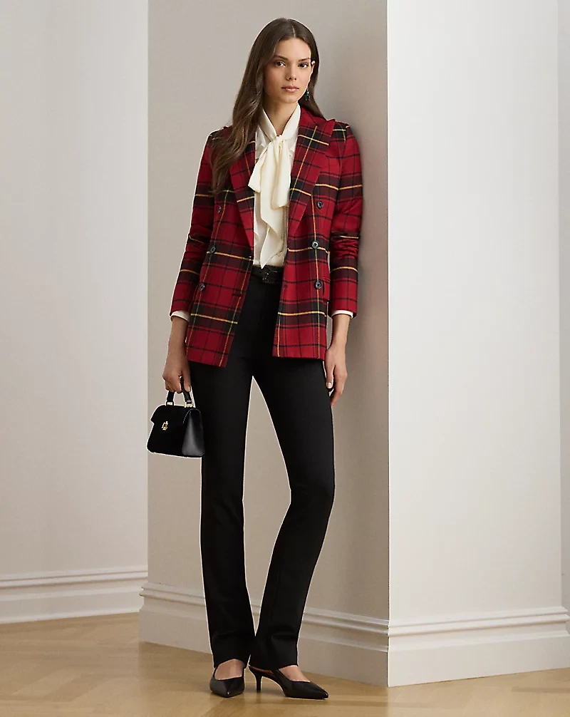 Plaid Double-Breasted Wool-Blend Blazer