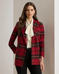 Plaid Double-Breasted Wool-Blend Blazer
