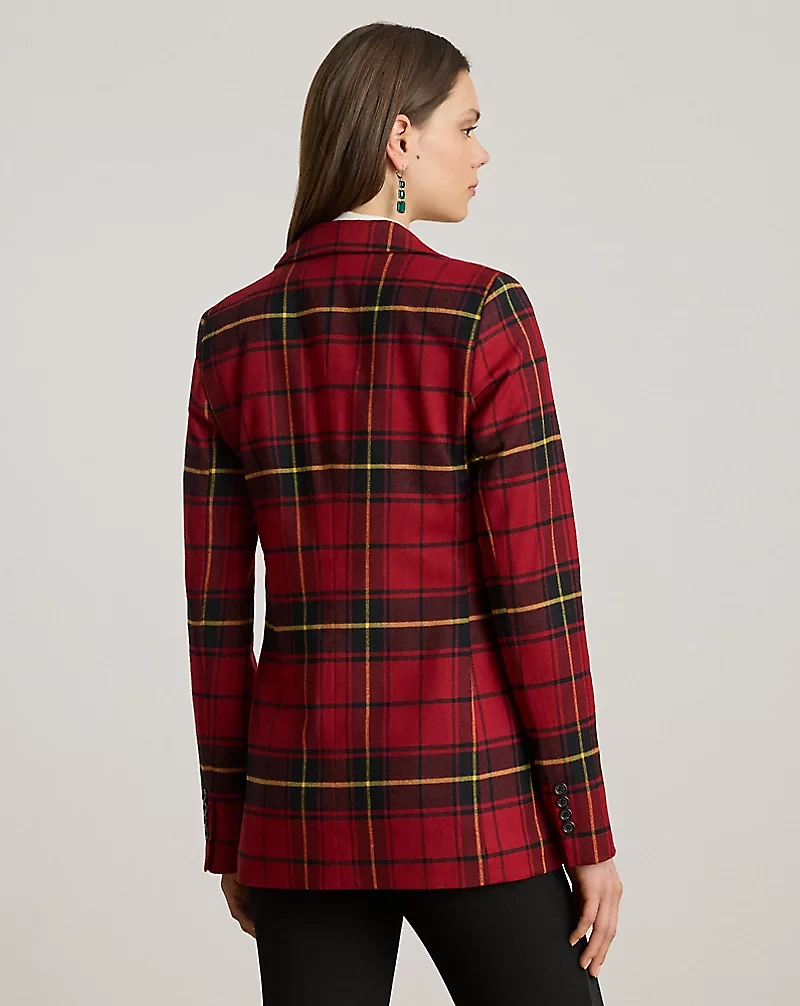 Plaid Double-Breasted Wool-Blend Blazer