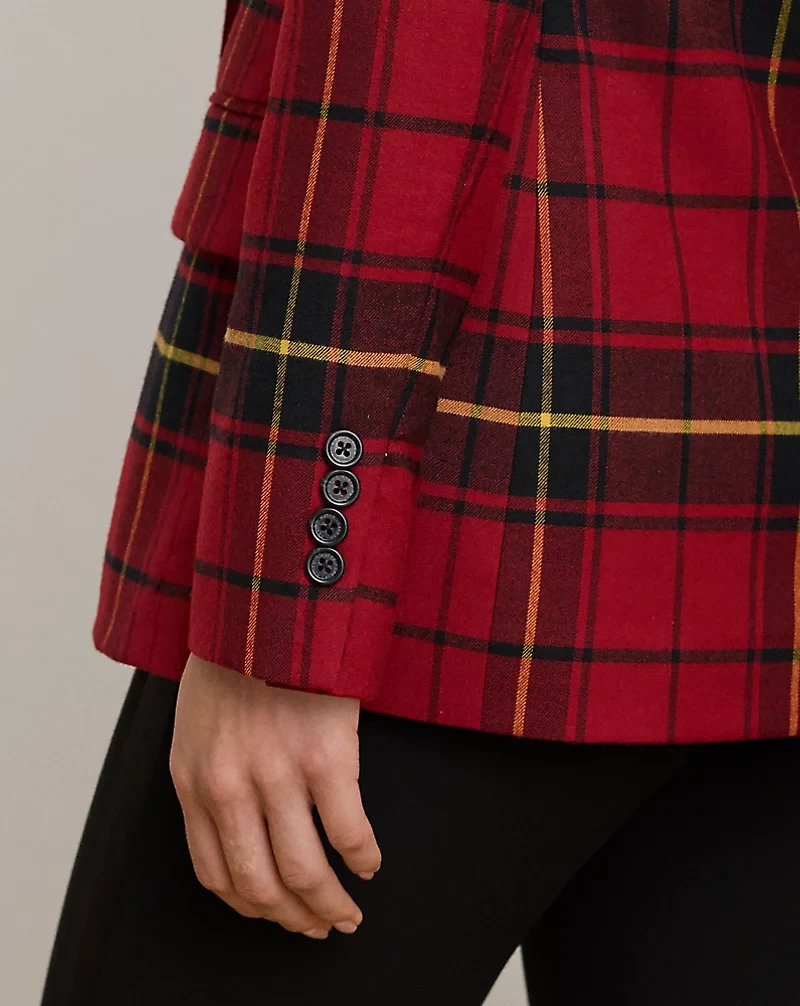 Plaid Double-Breasted Wool-Blend Blazer