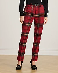 Checked Plaid Wool-Blend Cropped Pant