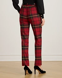 Checked Plaid Wool-Blend Cropped Pant
