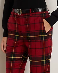 Checked Plaid Wool-Blend Cropped Pant