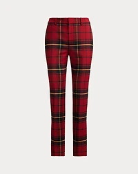 Checked Plaid Wool-Blend Cropped Pant