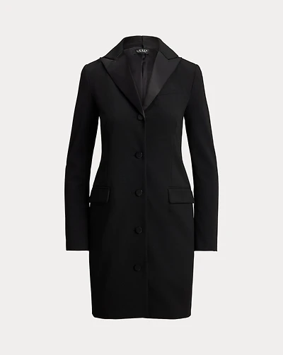 Satin-Trim Double-Faced Crepe Dress