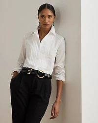 Bib-Front Cotton Broadcloth Shirt
