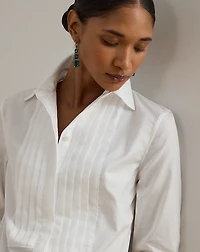 Bib-Front Cotton Broadcloth Shirt