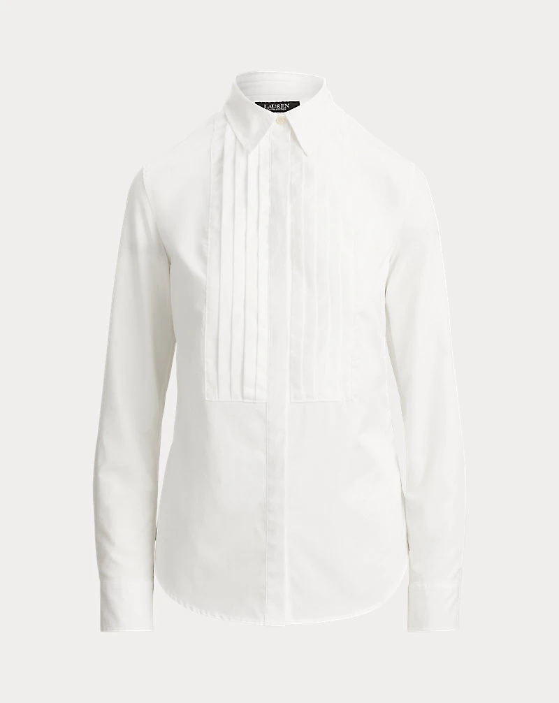 Bib-Front Cotton Broadcloth Shirt
