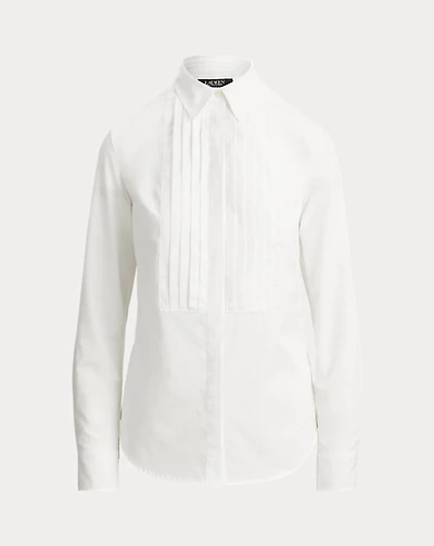 Bib-Front Cotton Broadcloth Shirt