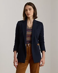 Buckle-Trim Herringbone Jacquard Blazer