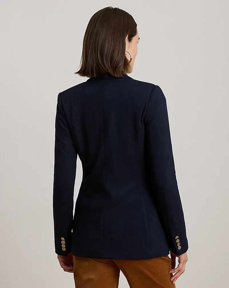Buckle-Trim Herringbone Jacquard Blazer